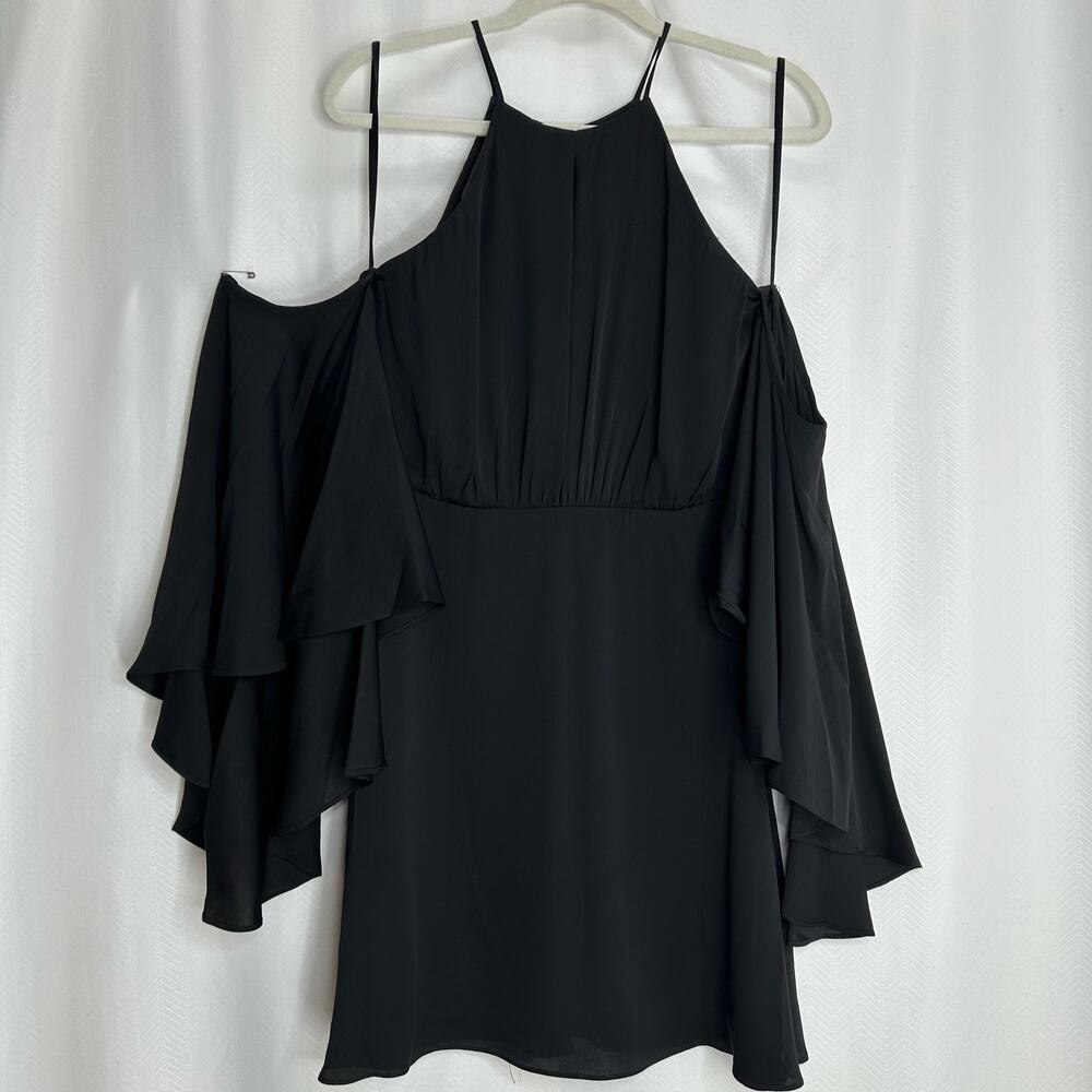 Milly black dress long flutter sleeves 6 gothic witch grunge evening